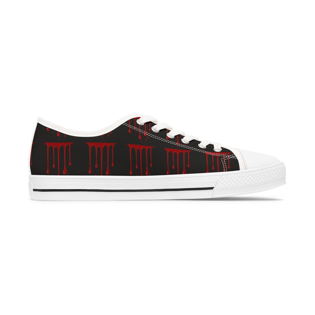 Women's Low Top Sneakers — Gothic Red 17 Anarchy Graphic Canvas Shoes