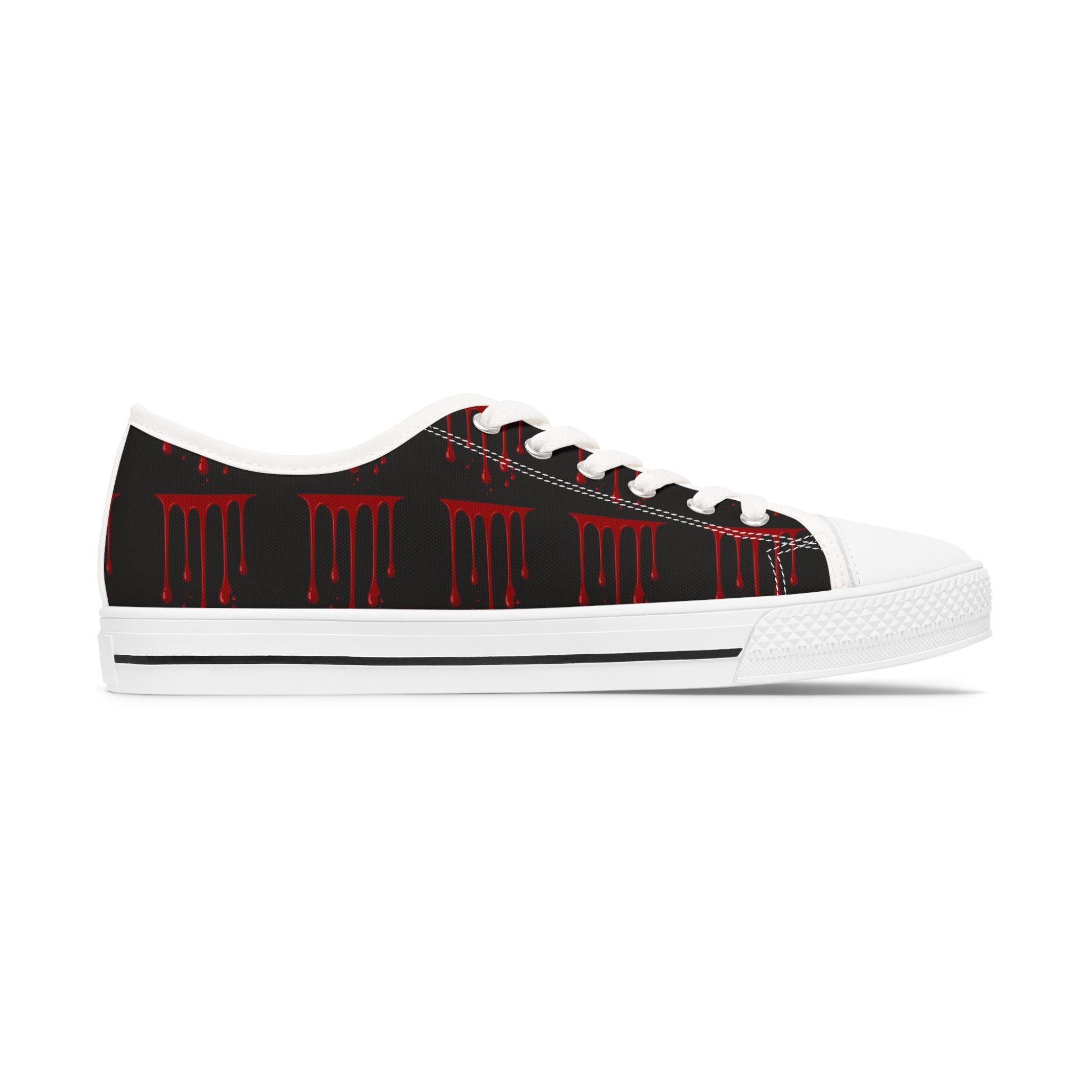 Women's Low Top Sneakers — Gothic Red 17 Anarchy Graphic Canvas Shoes
