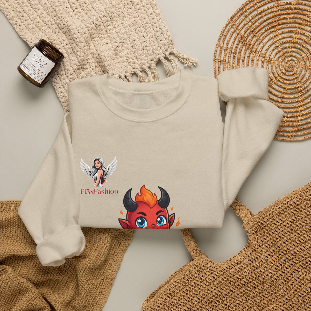 Devil Baby Crewneck Sweatshirt - Cute Red Demon Graphic