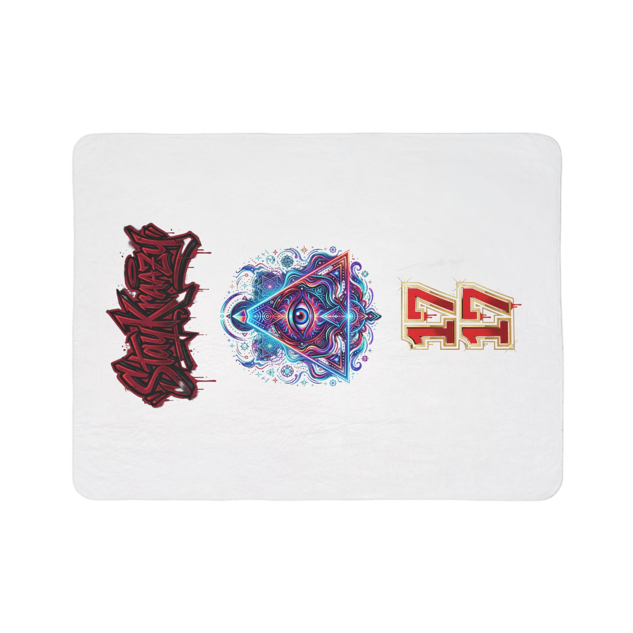 Sherpa Blanket — "Stay Kraazy" Illuminated Eye Graphic with 17 Accent