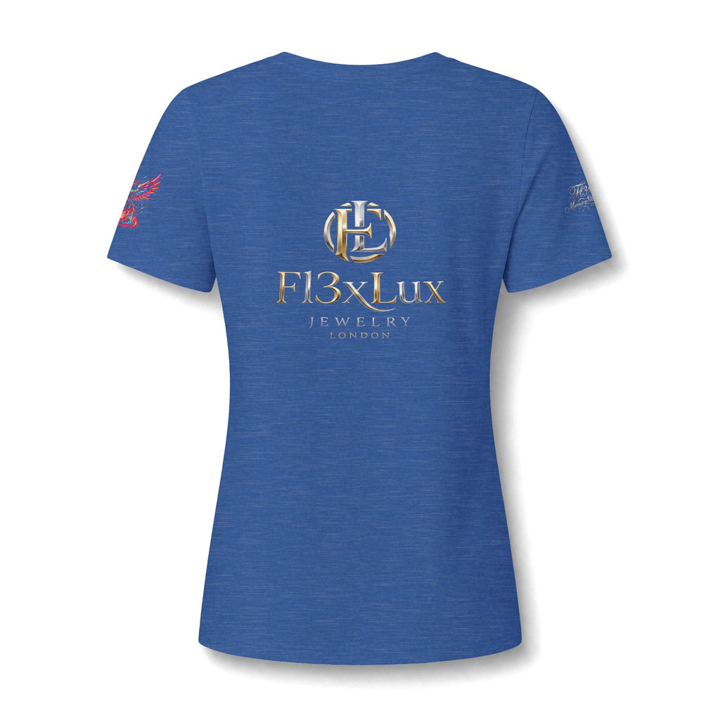 Women's V-Neck Tee — 'F13x Fashion' Floral Logo & Devil Graphic