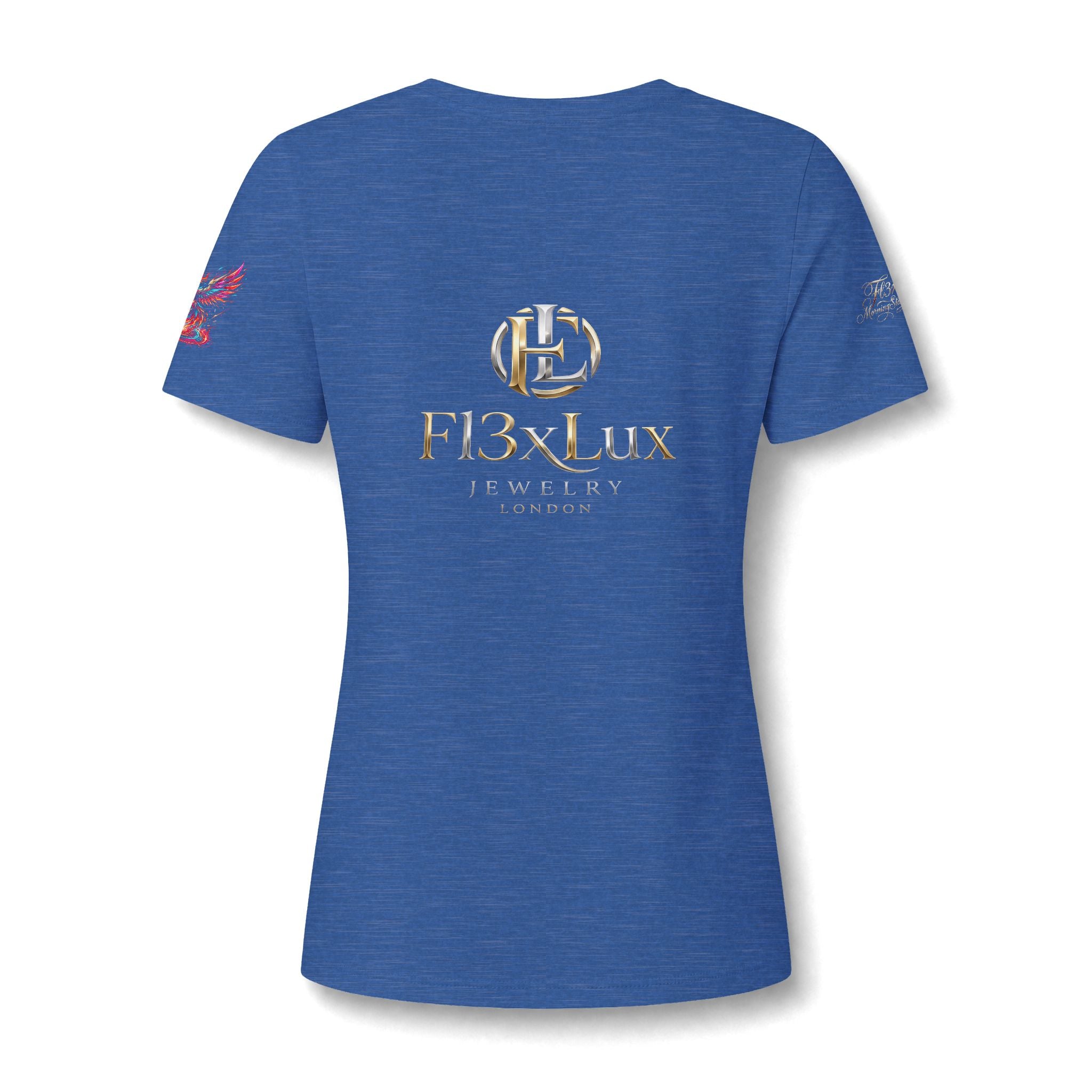 Women's V-Neck Tee — 'F13x Fashion' Floral Logo & Devil Graphic