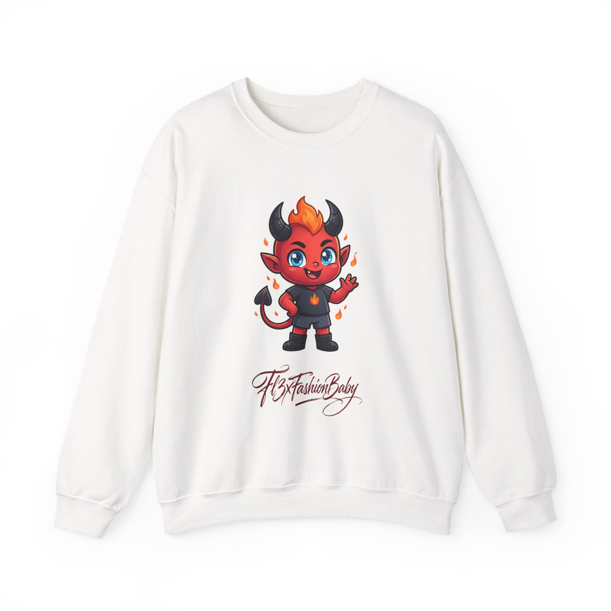 Cute Little Devil Crewneck Sweatshirt — 'Flirtatious Baby' Graphic