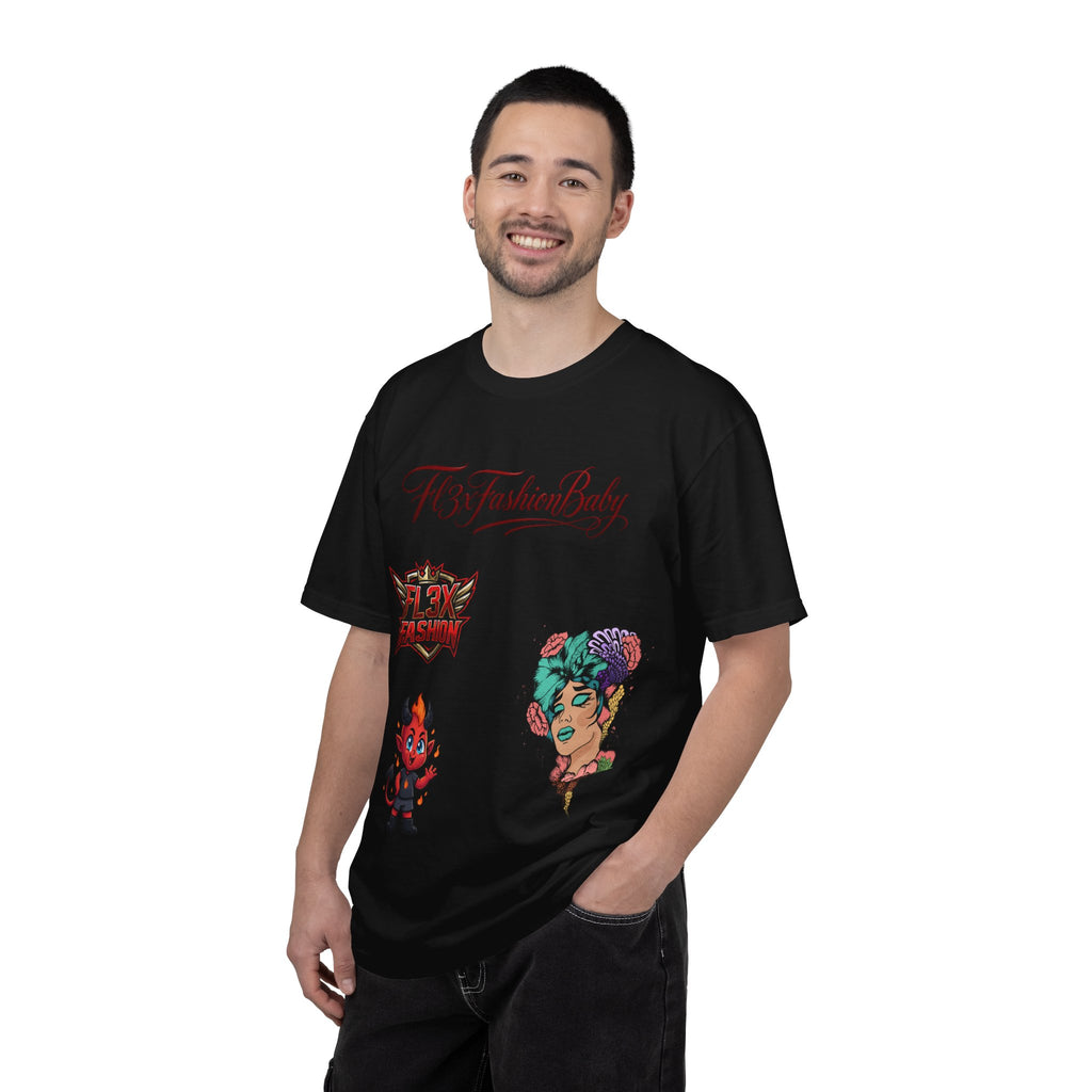 Artistic Floral Portrait T-Shirt — 'Fl3xFashionBaby' Graphic Tee