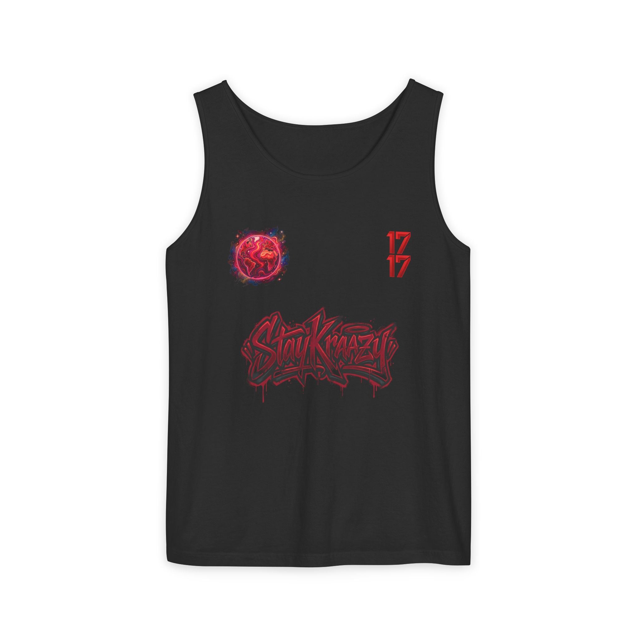 Red Planet Graphic Tank Top — '17/17' Streetwear Planet Design