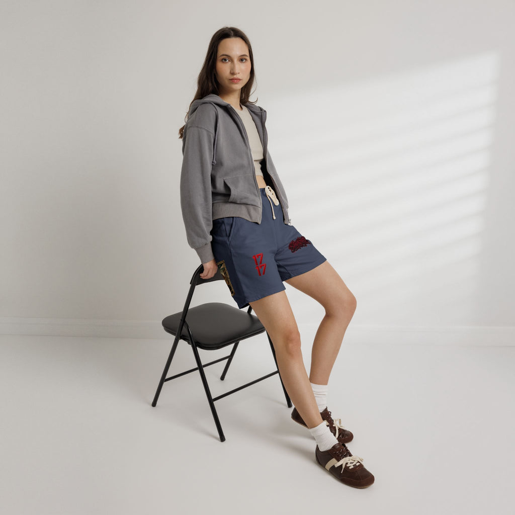 Fleece Sweat Shorts — Retro Egyptian Pyramids & 17 Graphic Lounge Shorts