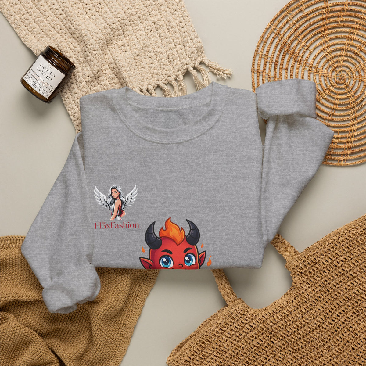 Devil Baby Crewneck Sweatshirt - Cute Red Demon Graphic
