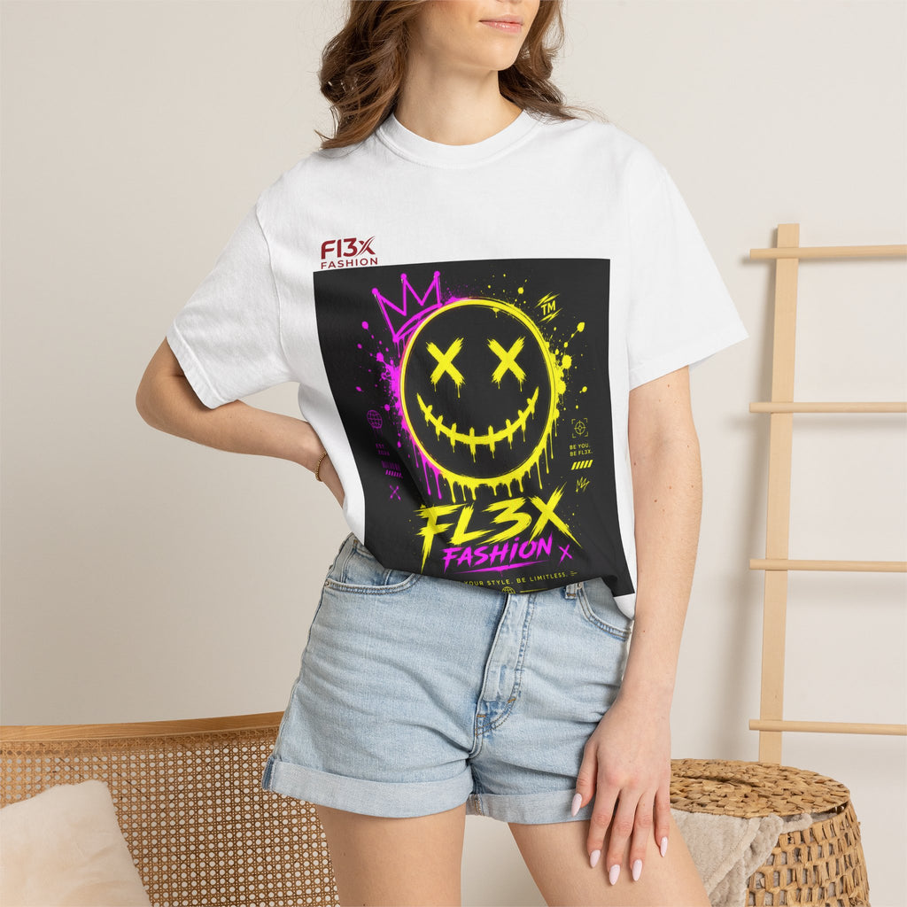 Graphic Tee — Neon Graffiti Smiley "FL3X Fashion"