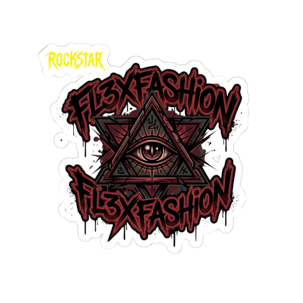 Kiss-Cut Sticker — Gothic Eye Pyramid 'FL3XFASHION' Graphic Sticker (Laptop, Skateboard)