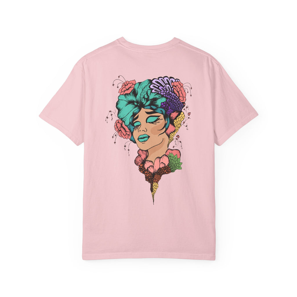 Artistic Floral Portrait T-Shirt — 'Fl3xFashionBaby' Graphic Tee