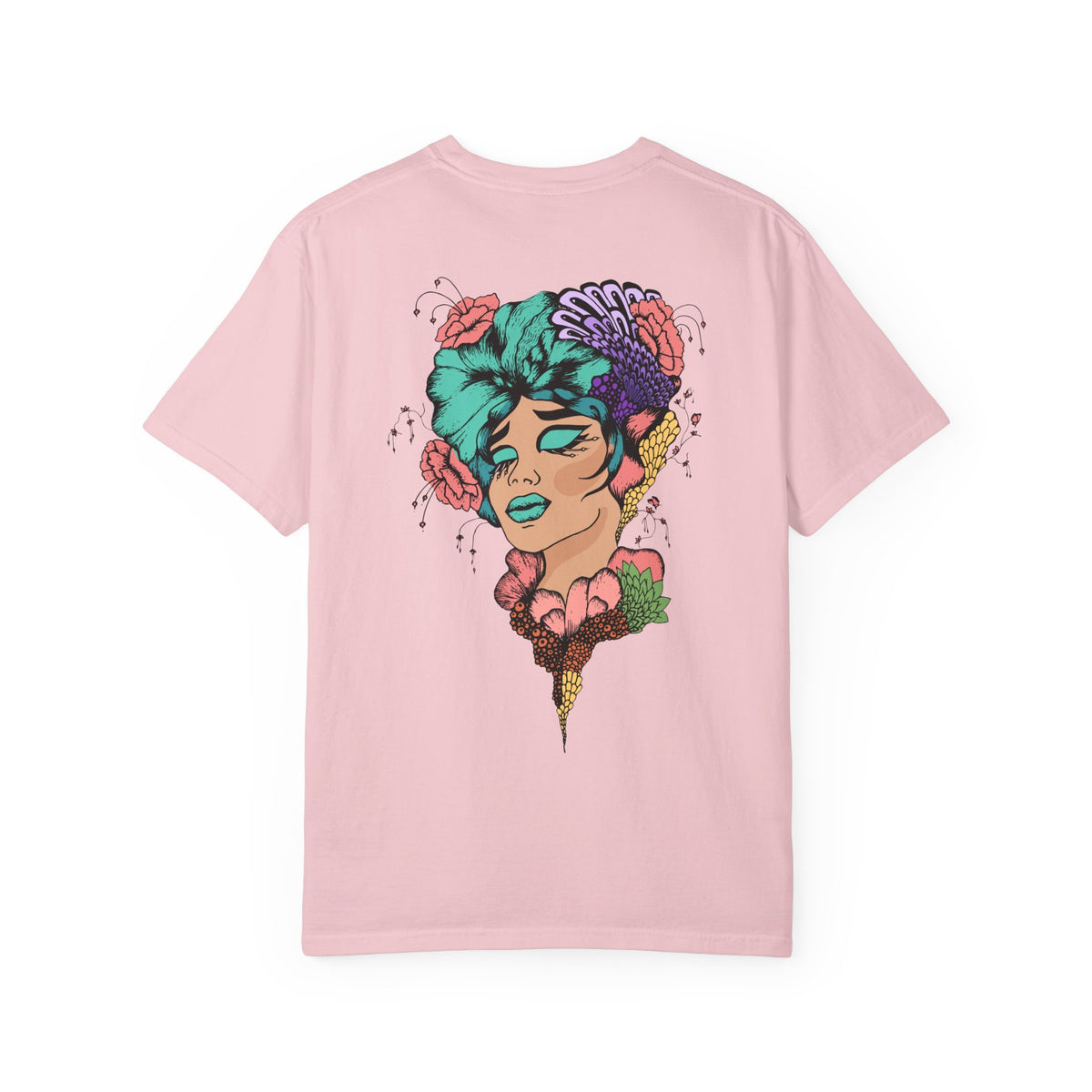Artistic Floral Portrait T-Shirt — 'Fl3xFashionBaby' Graphic Tee