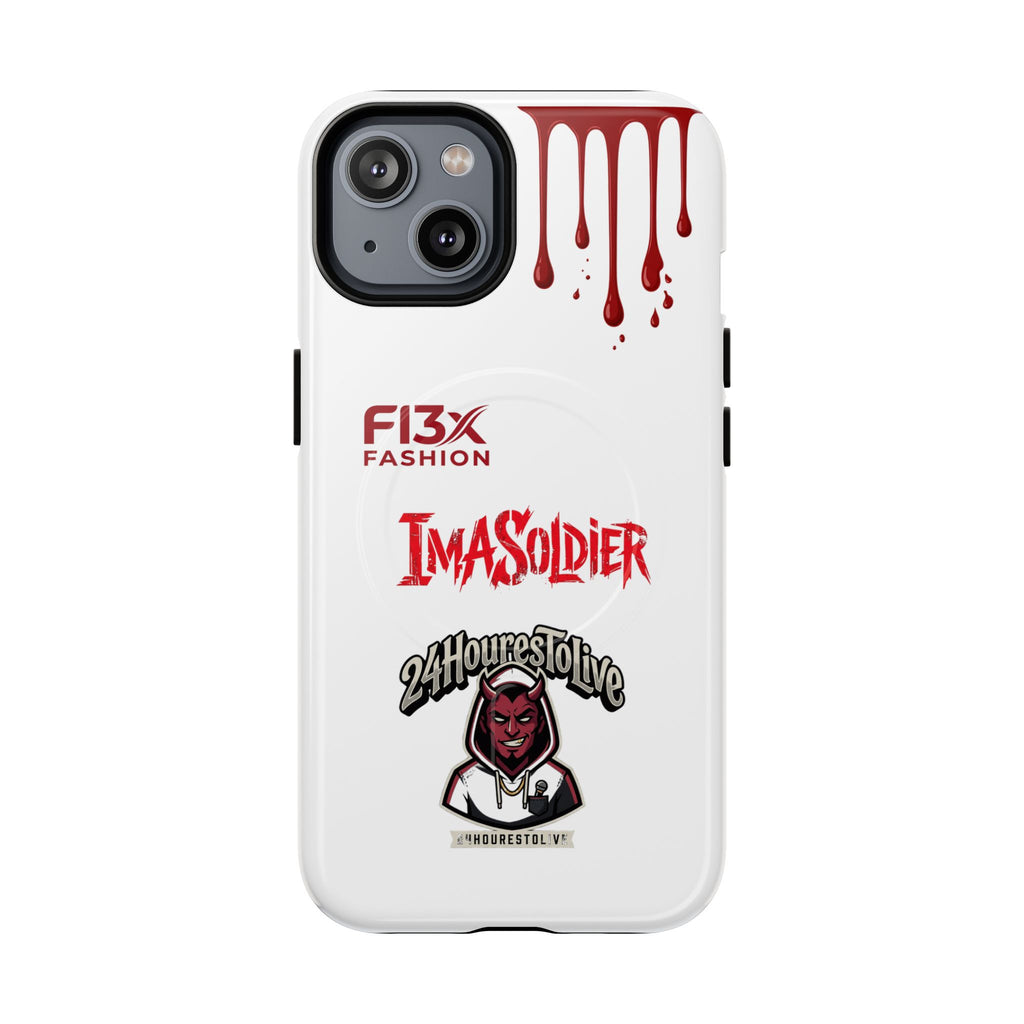 Tough Magnetic Phone Case — 'ImASoldier' Blood Drip Gaming Design