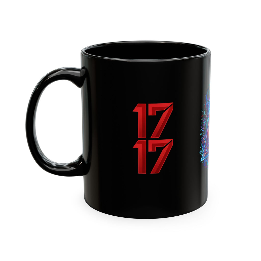 Ceramic Mug — Mystic Third Eye Pyramid Design with 7/17 Red Numerals