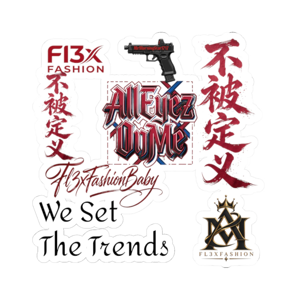 Kiss-Cut Sticker Pack — 'All Eyez On Me' Streetwear Logo & Kanji Set