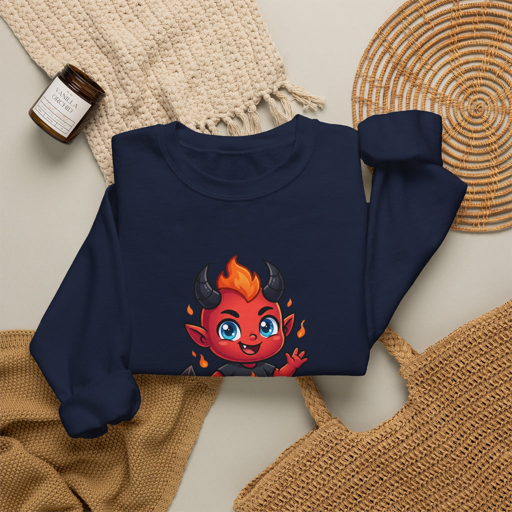Cute Little Devil Crewneck Sweatshirt — 'Flirtatious Baby' Graphic