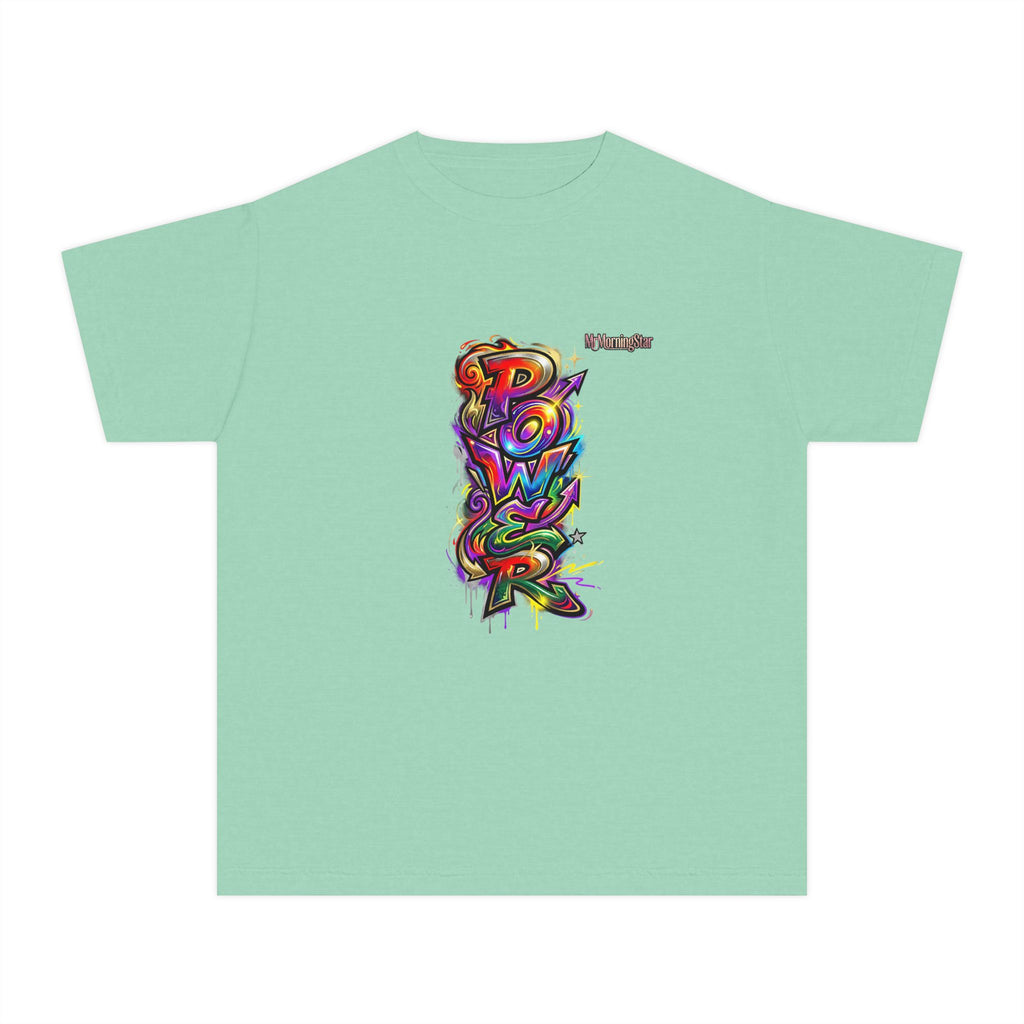 Youth Tee - Colorful 'Power' Graffiti Vertical Graphic