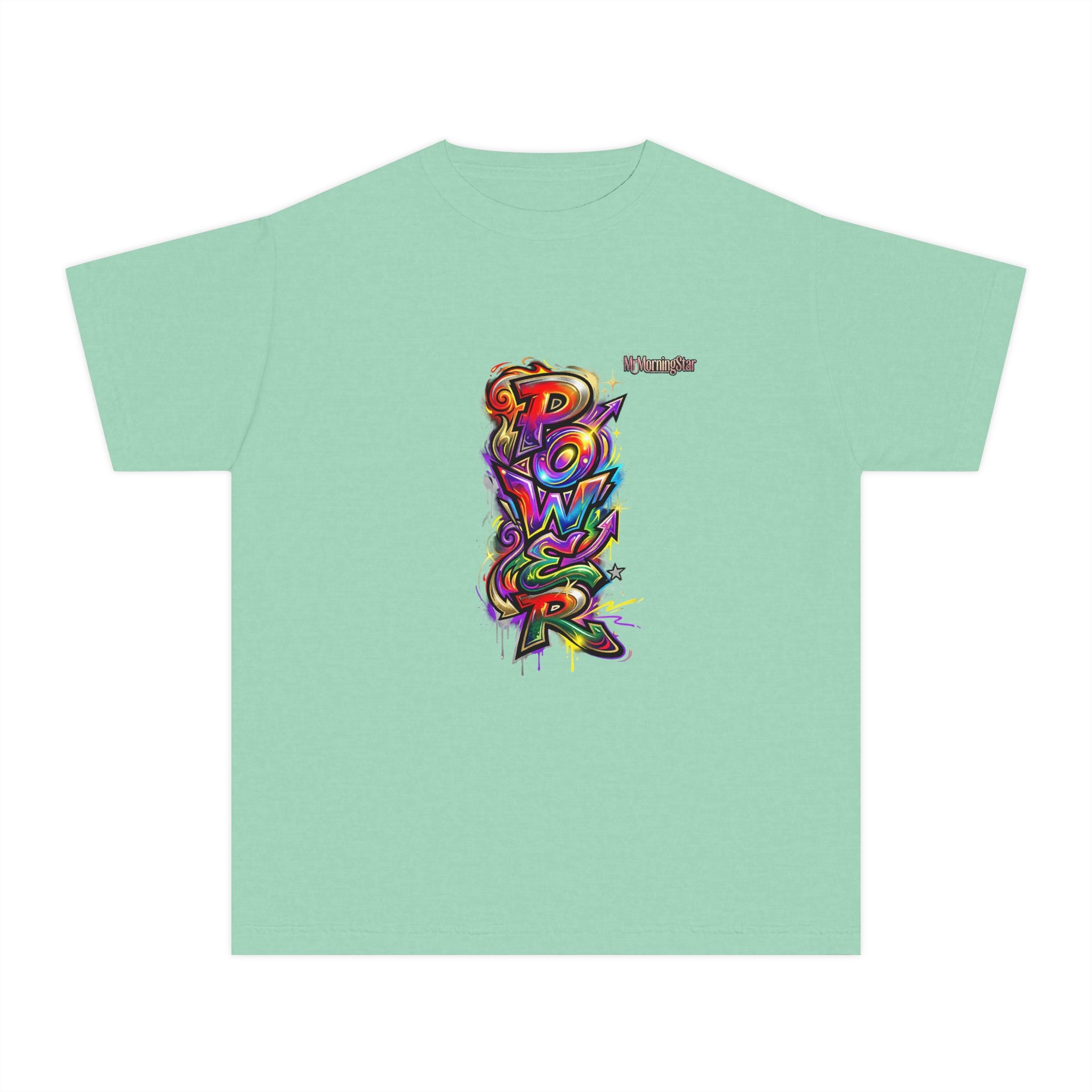 Youth Tee - Colorful 'Power' Graffiti Vertical Graphic