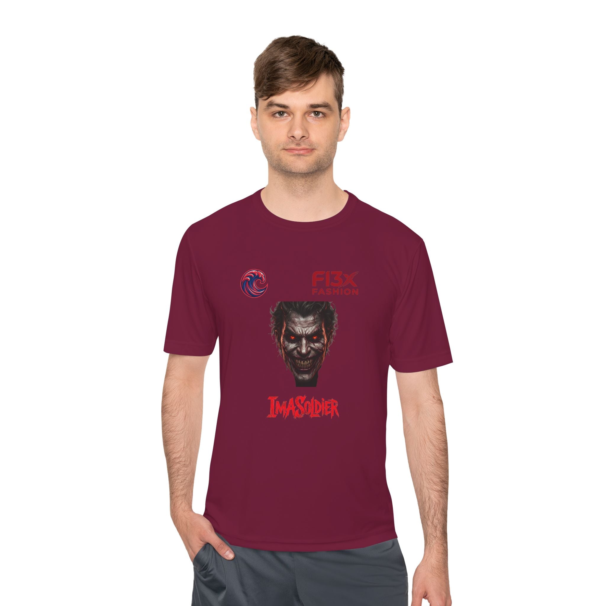 ImaSoldier Graphic Tee — Dark Joker Face Logo Moisture‑Wicking Shirt