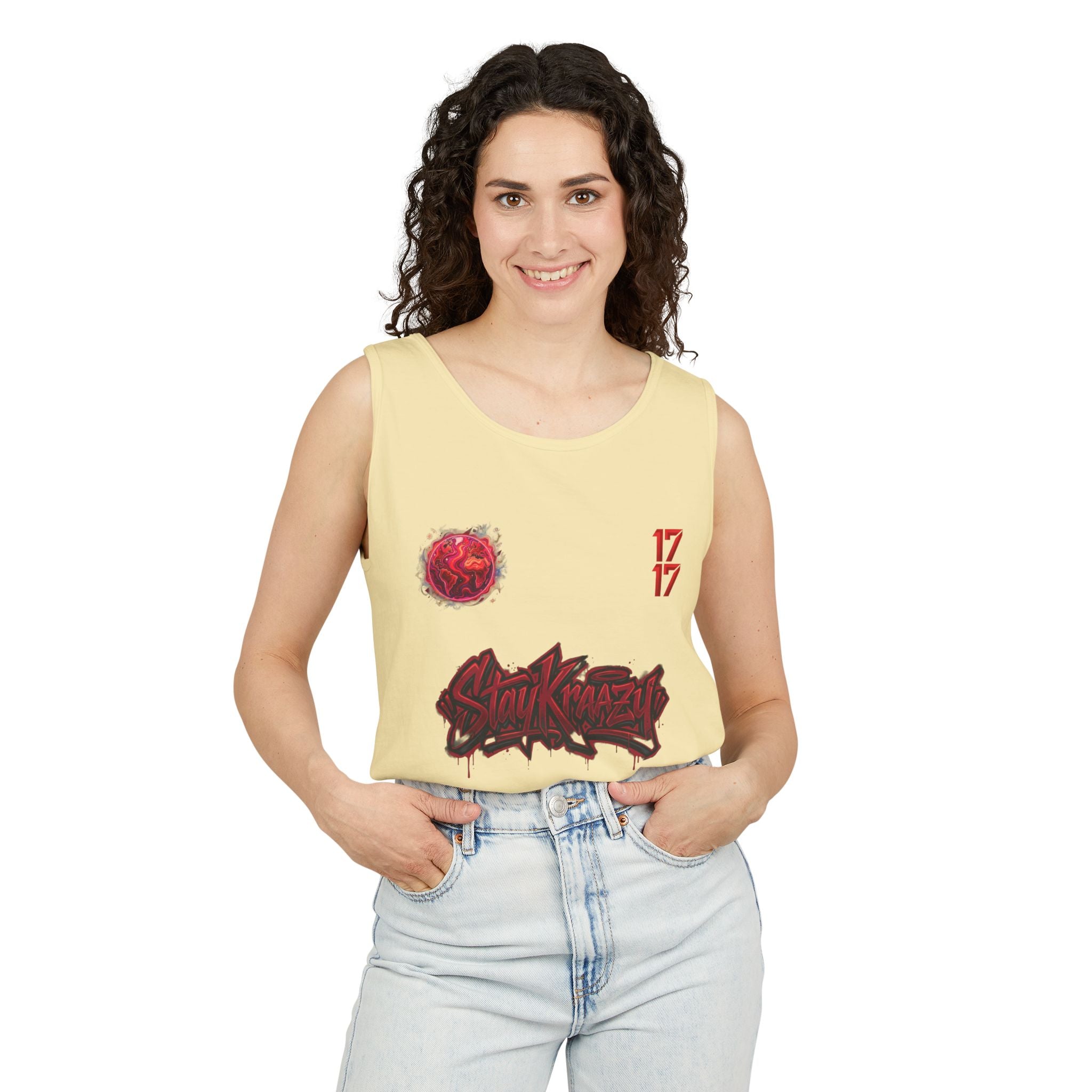 Red Planet Graphic Tank Top — '17/17' Streetwear Planet Design