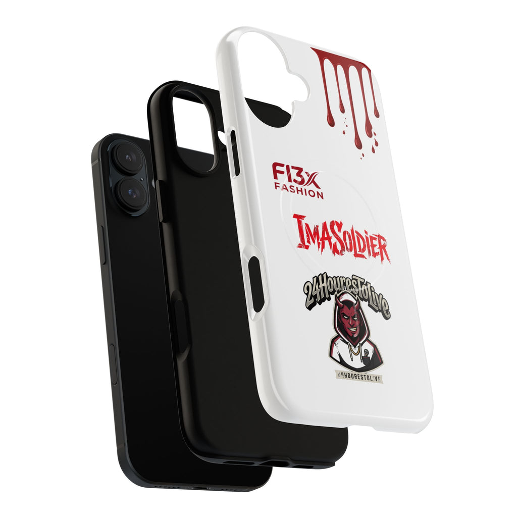 Tough Magnetic Phone Case — 'ImASoldier' Blood Drip Gaming Design