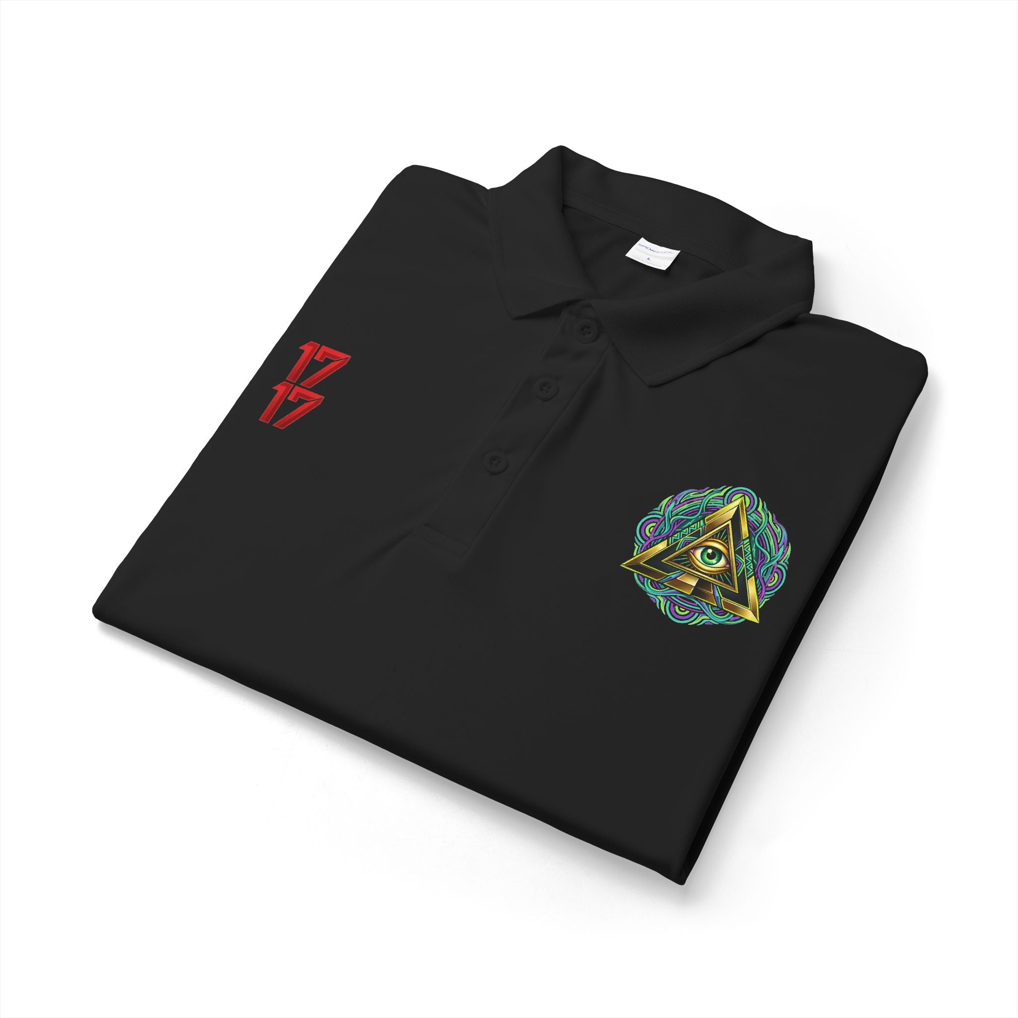 Embroidered Triangle Eye Polo Shirt — 1717 Logo Performance Golf Polo