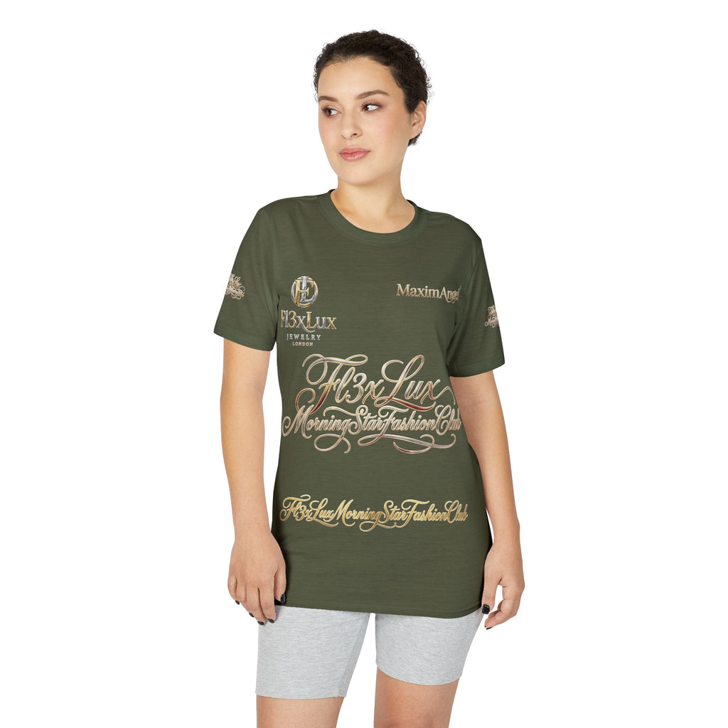 Luxury Gold Script Performance T-Shirt — F3xLux Morning Stay Fashion Club Design