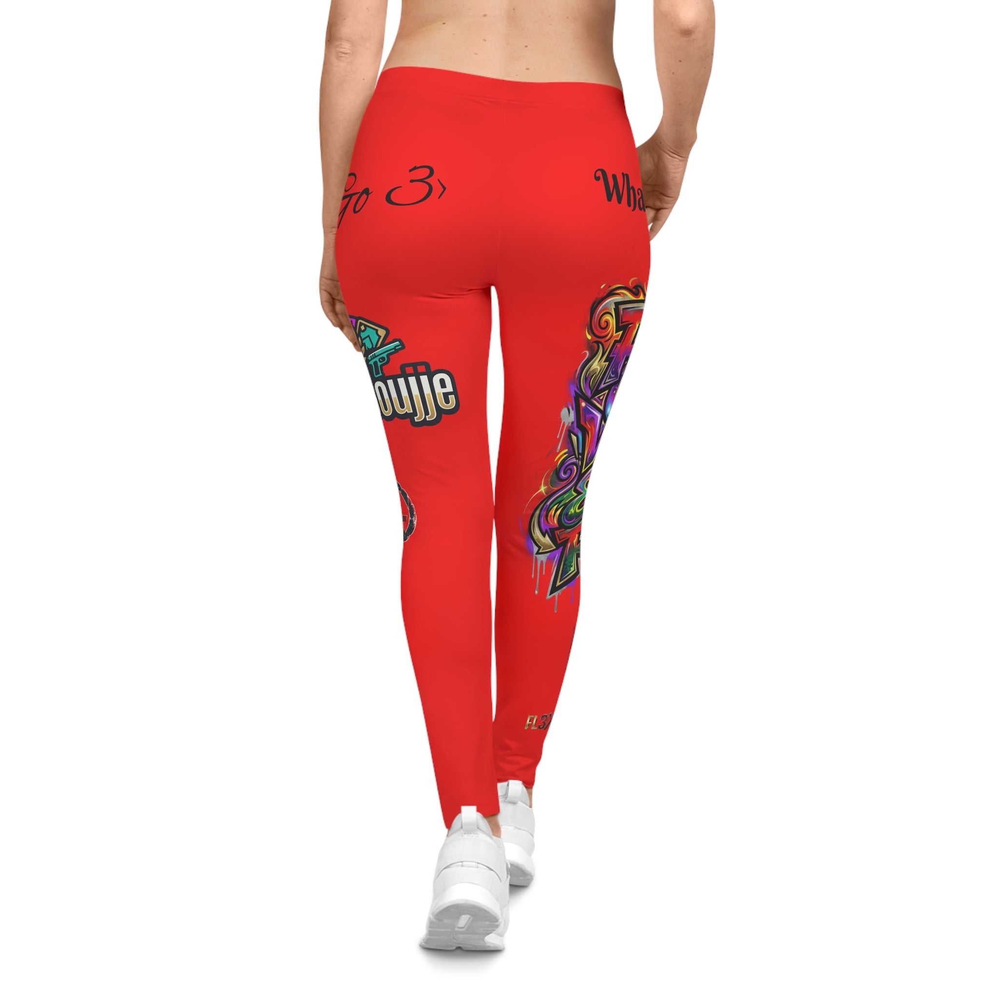 Graffiti Red Leggings — Bold Street Art Print Women's Leggings