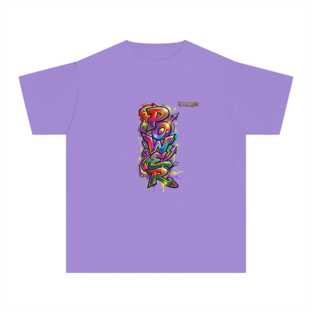 Youth Tee - Colorful 'Power' Graffiti Vertical Graphic