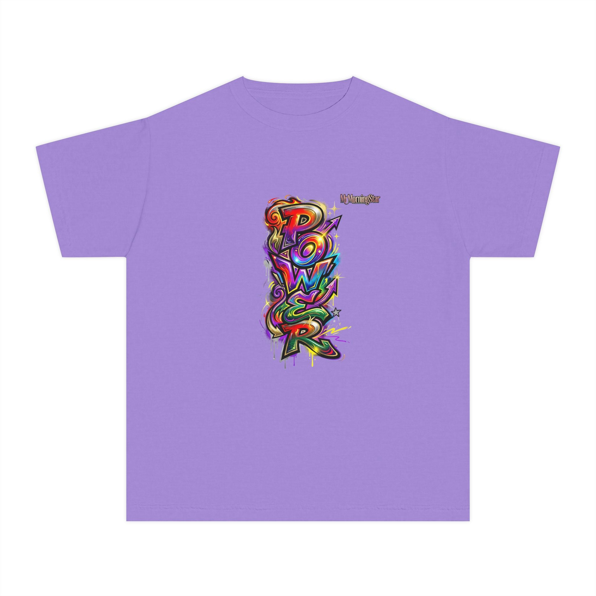 Youth Tee - Colorful 'Power' Graffiti Vertical Graphic