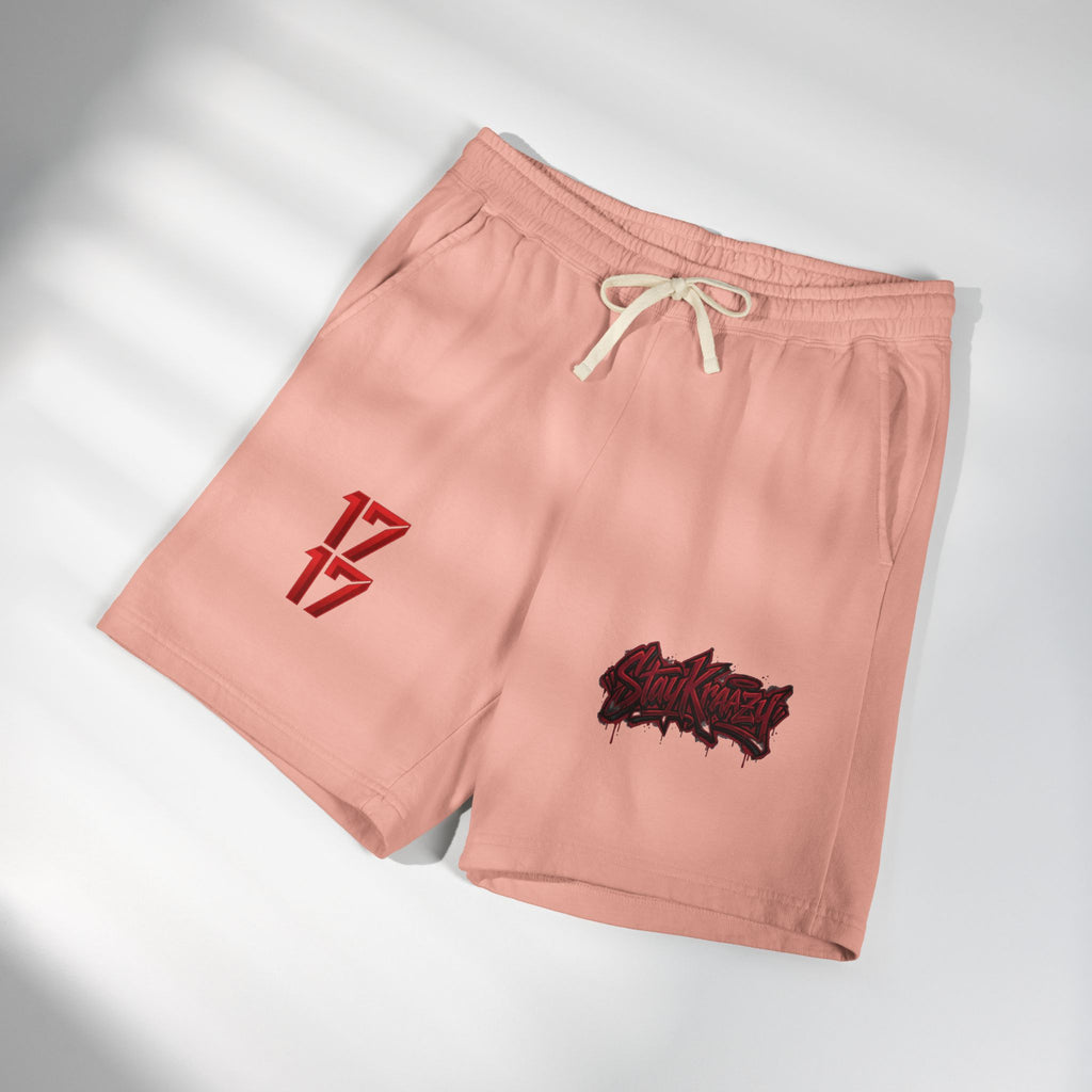 Fleece Sweat Shorts — Retro Egyptian Pyramids & 17 Graphic Lounge Shorts