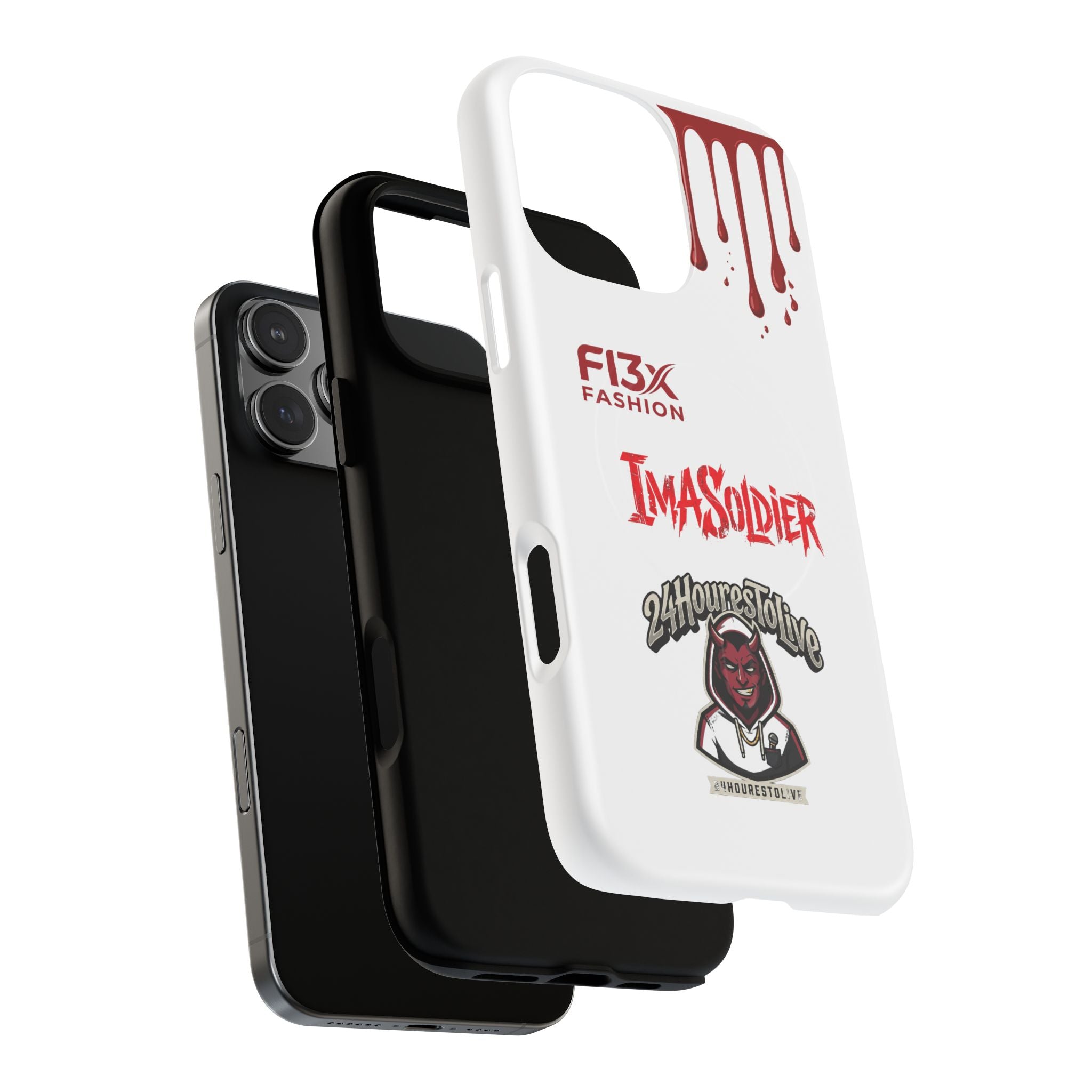 Tough Magnetic Phone Case — 'ImASoldier' Blood Drip Gaming Design