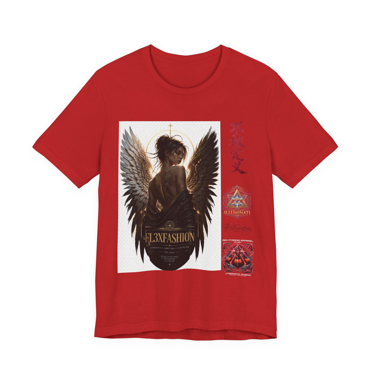 Angel Wings Graphic Tee — '不被定义' Asian-Inspired Dark Angel T-Shirt