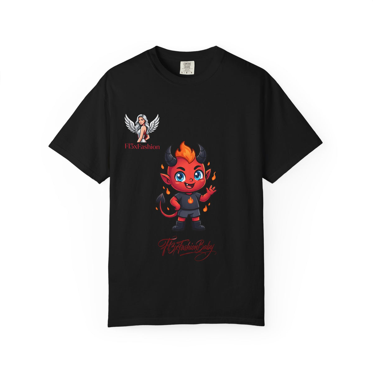 Devil Cartoon Graphic T-Shirt — Fiery Cute Demon Design