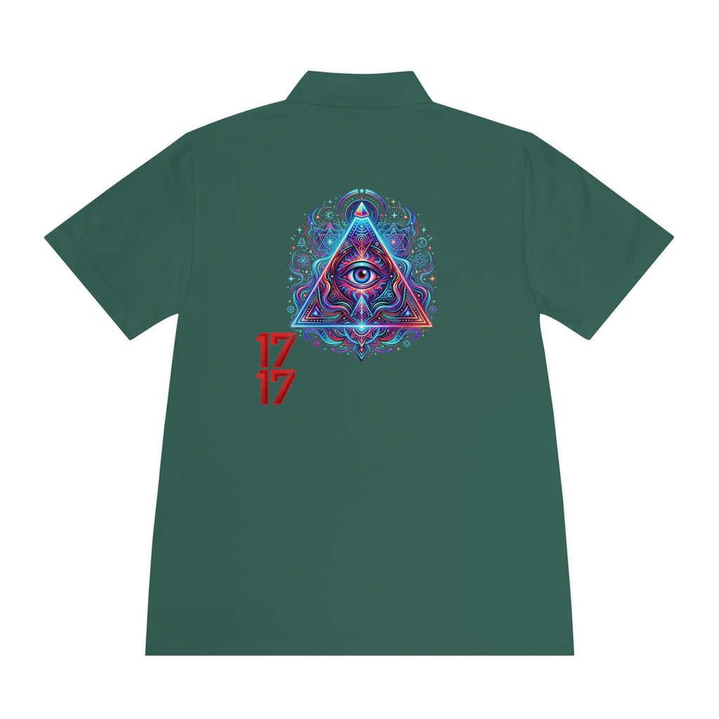 Men's Polo Shirt — Mystic All-Seeing Eye Triangle Design with 17/17 Accent
