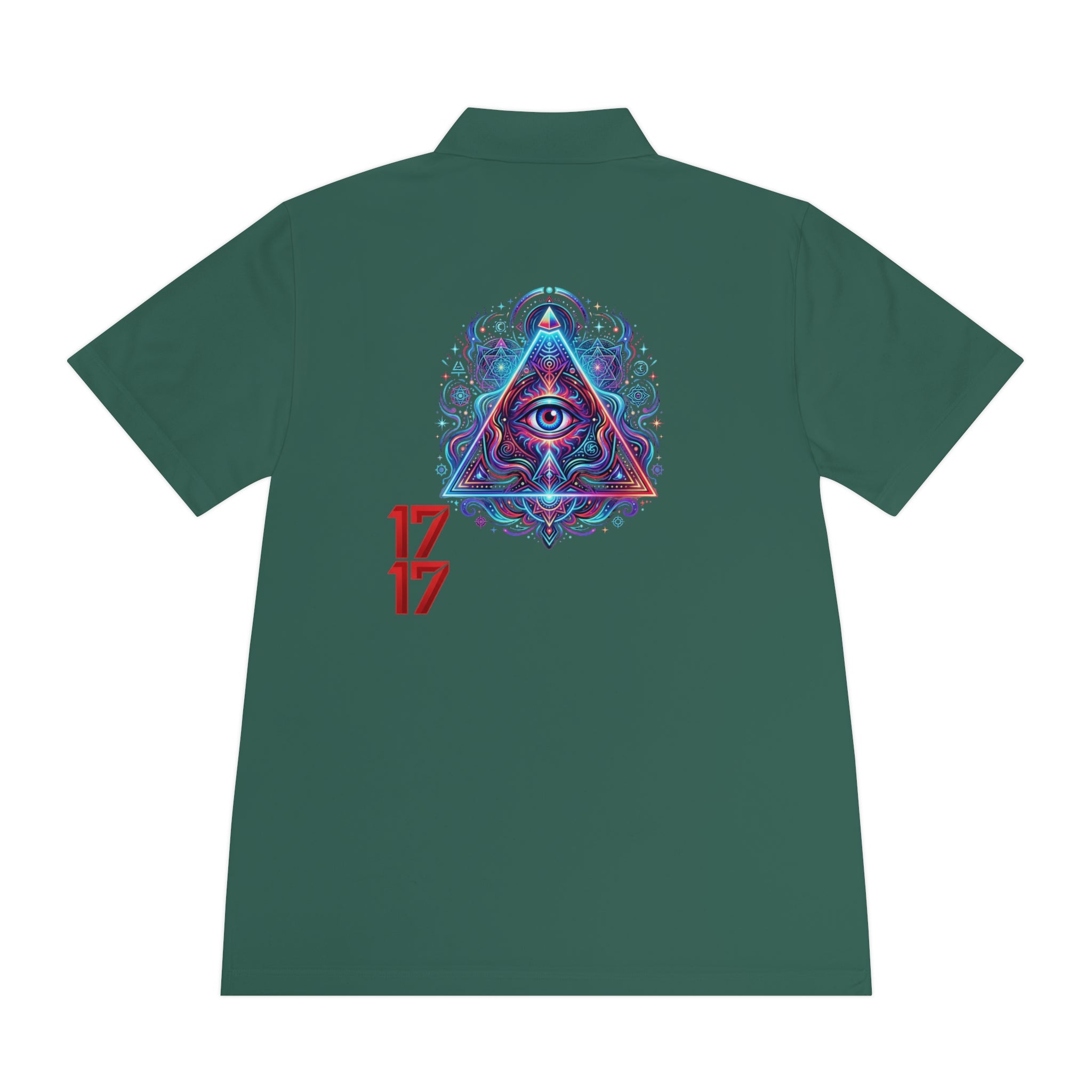 Men's Polo Shirt — Mystic All-Seeing Eye Triangle Design with 17/17 Accent