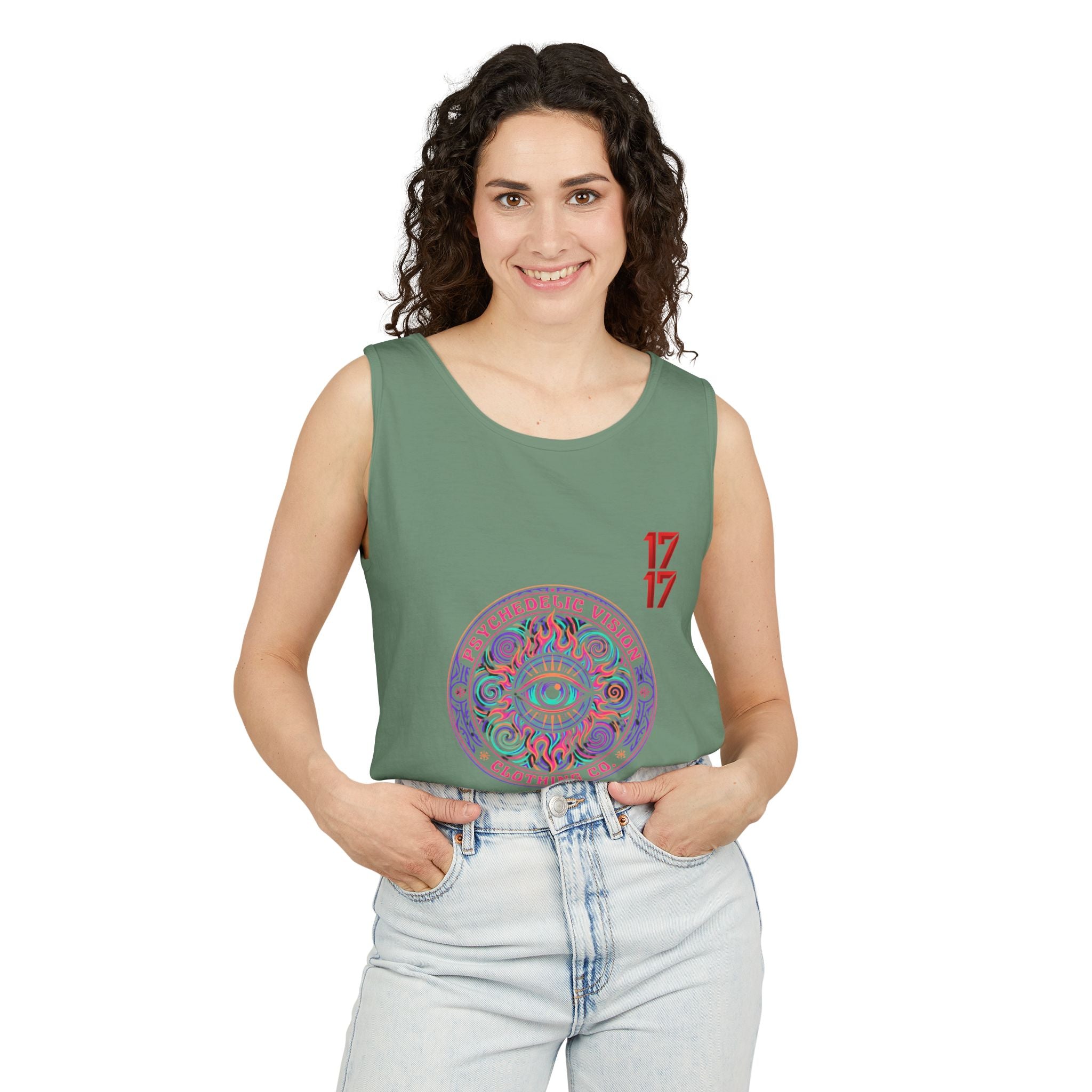 Psychedelic Vision Tank Top — Retro Eye Mandala Graphic