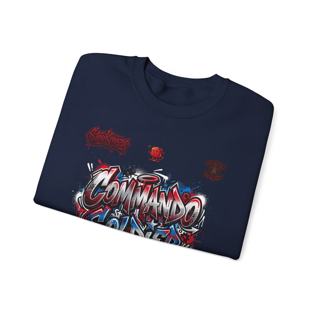 Commando Soldier Graffiti Crewneck Sweatshirt — Military Streetwear Graphic Sweatshirt