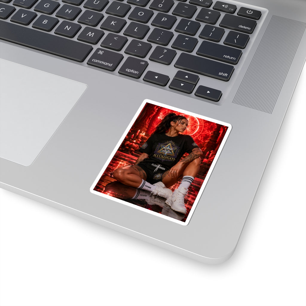 Occult Aesthetic Kiss-Cut Sticker — Illuminati Girl Design