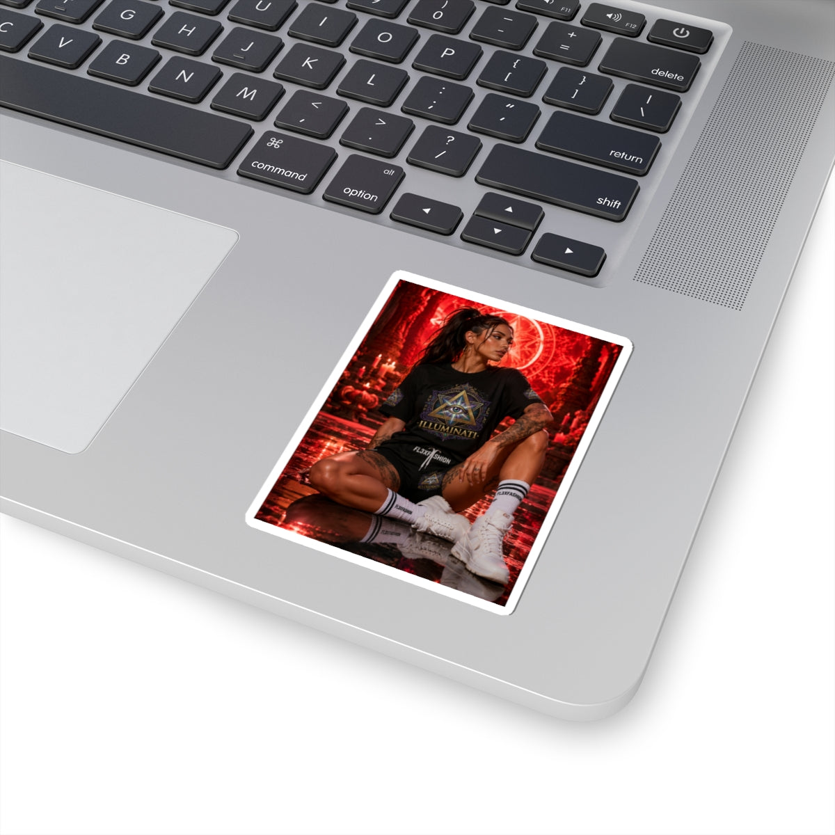 Occult Aesthetic Kiss-Cut Sticker — Illuminati Girl Design