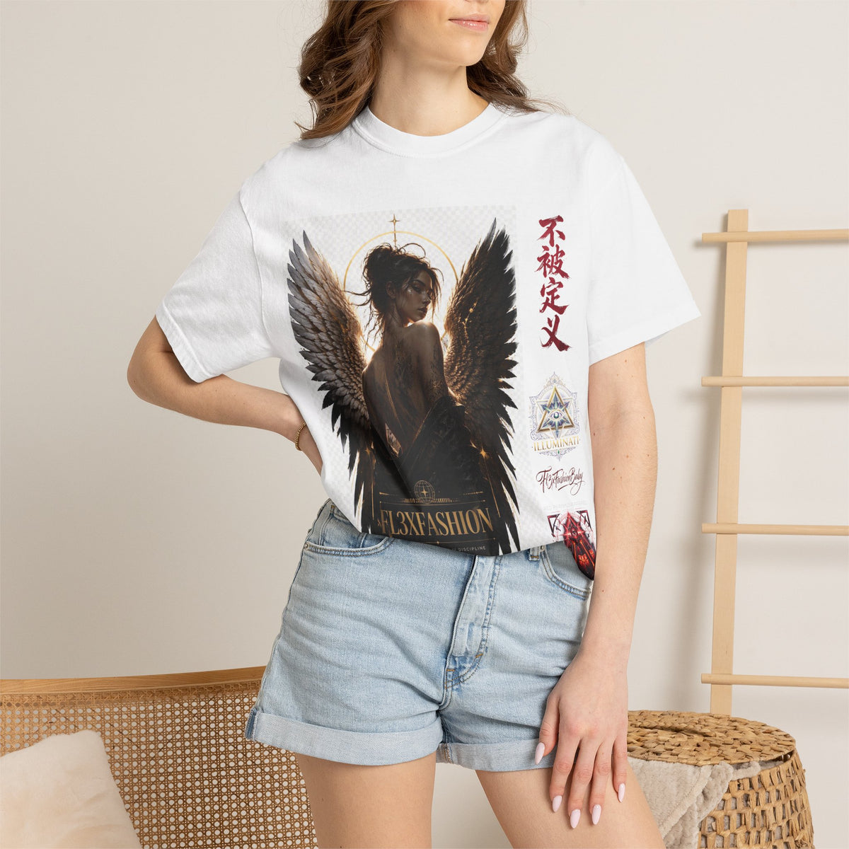 Angel Wings Graphic Tee — "FL3XFASHION" Gothic Streetwear T-Shirt
