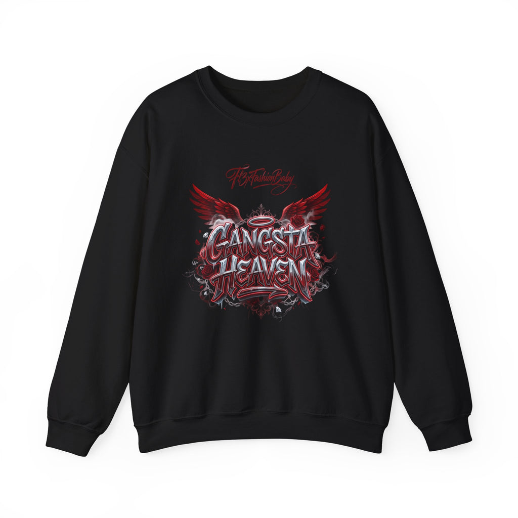 Crewneck Sweatshirt — 'Gangsta 4LsaVii' Gothic Wings Graphic