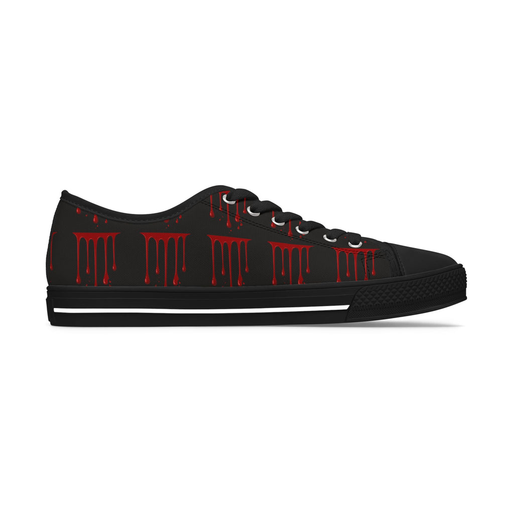 Women's Low Top Sneakers — Gothic Red 17 Anarchy Graphic Canvas Shoes