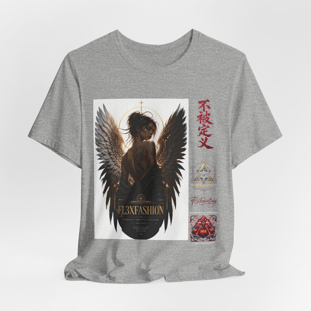 Angel Wings Graphic Tee — '不被定义' Asian-Inspired Dark Angel T-Shirt