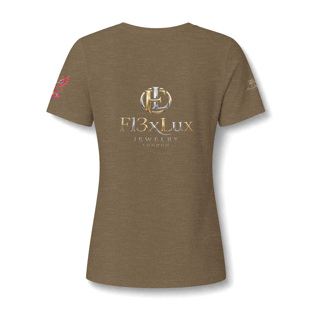 Women's V-Neck Tee — 'F13x Fashion' Floral Logo & Devil Graphic