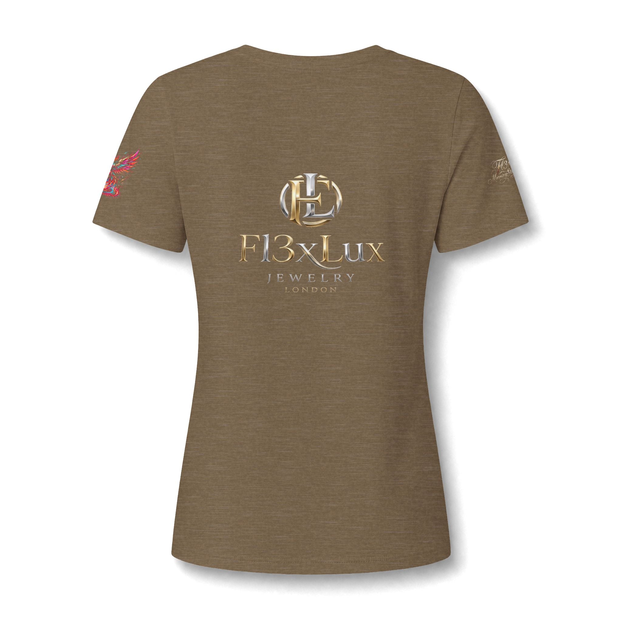 Women's V-Neck Tee — 'F13x Fashion' Floral Logo & Devil Graphic