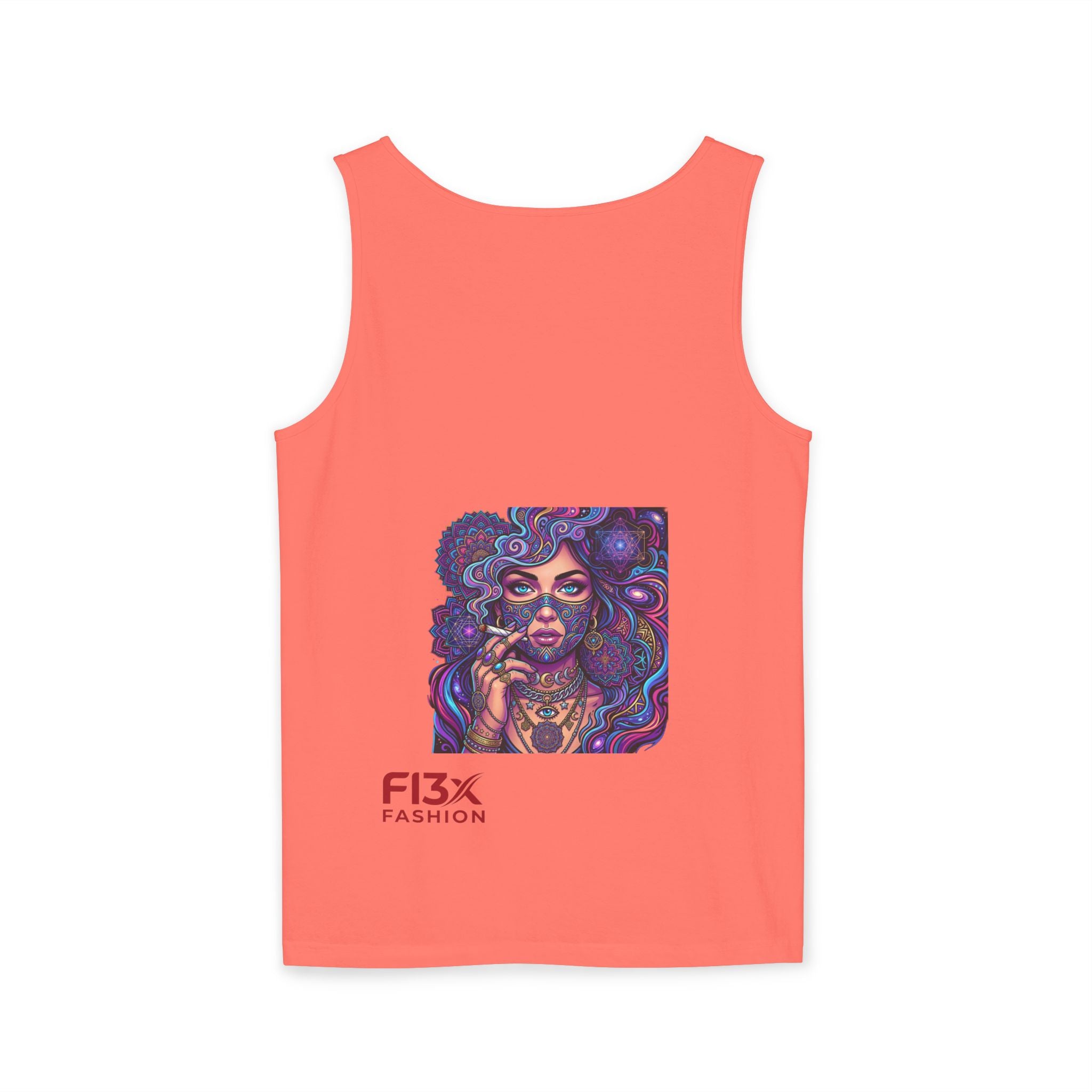Graphic Tank Top - Colorful Cosmic Woman Illustration