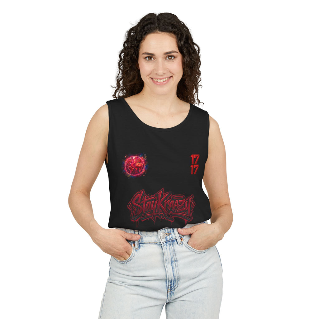 Red Planet Graphic Tank Top — '17/17' Streetwear Planet Design