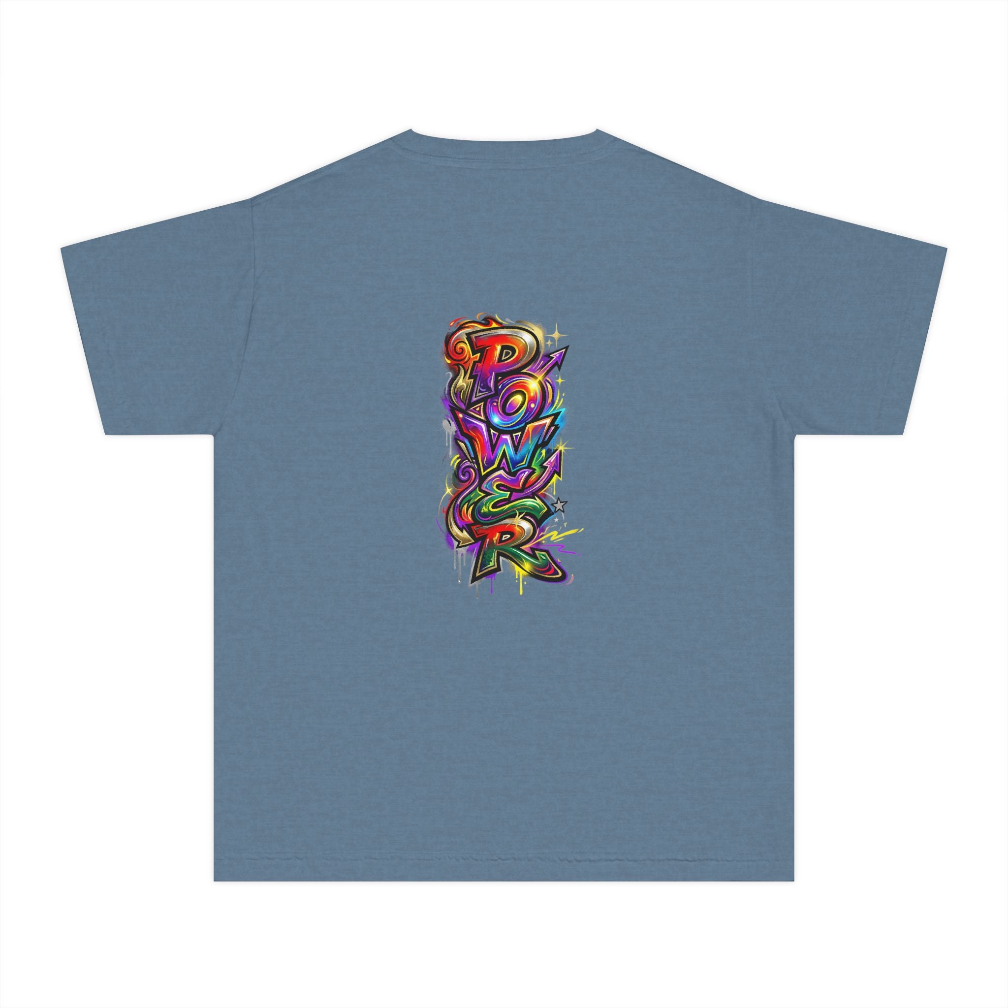 Youth Tee - Colorful 'Power' Graffiti Vertical Graphic