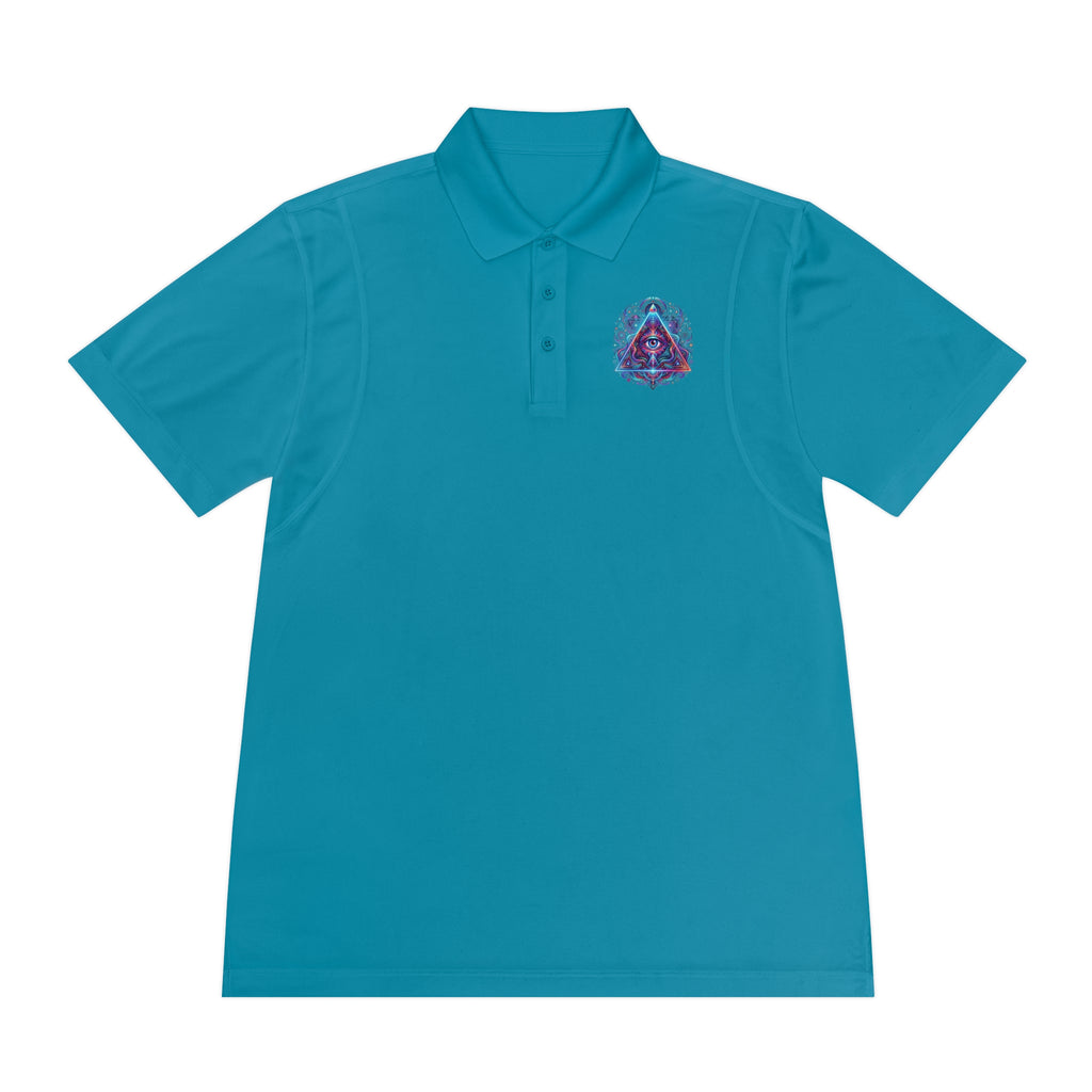 Men's Polo Shirt — Mystic All-Seeing Eye Triangle Design with 17/17 Accent