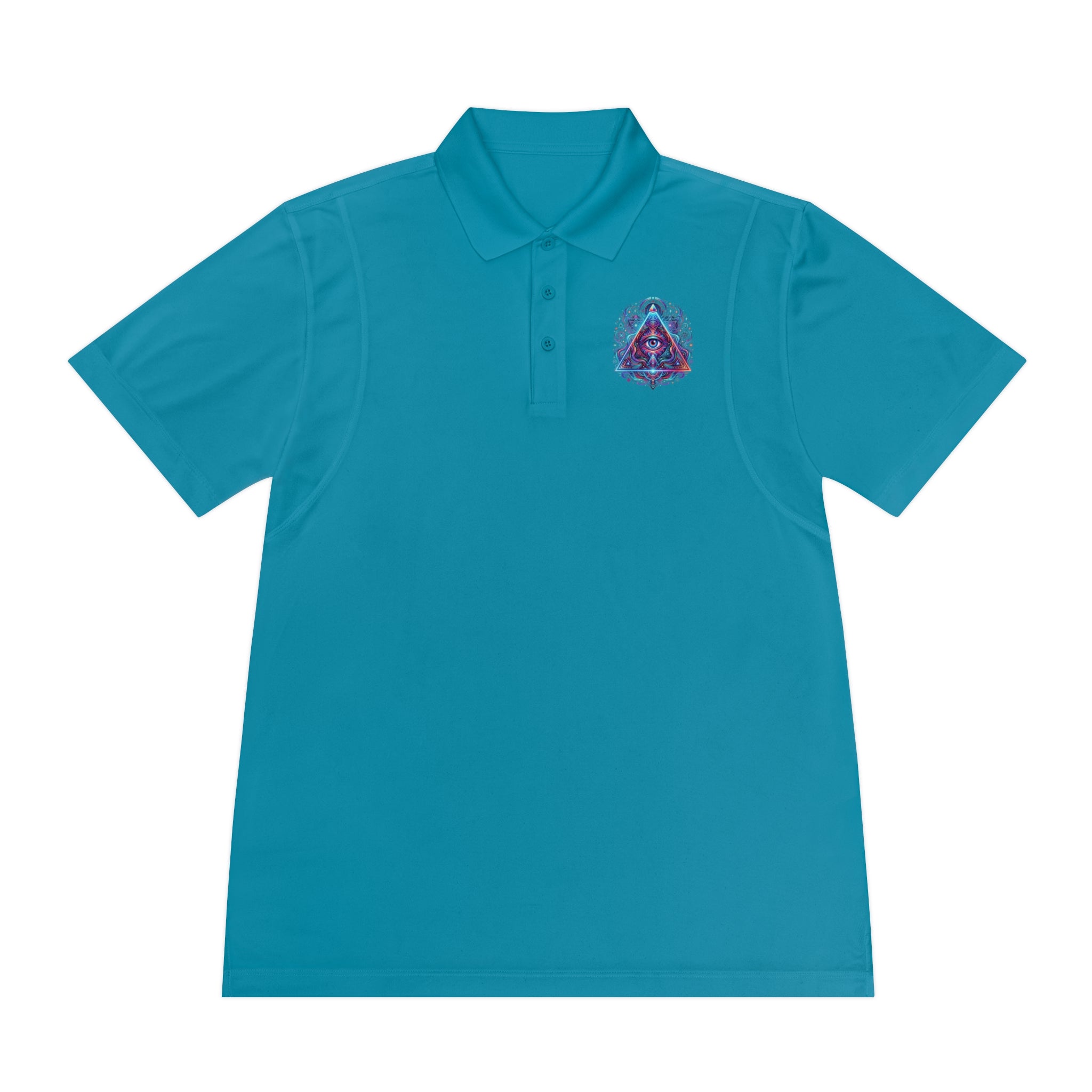 Men's Polo Shirt — Mystic All-Seeing Eye Triangle Design with 17/17 Accent